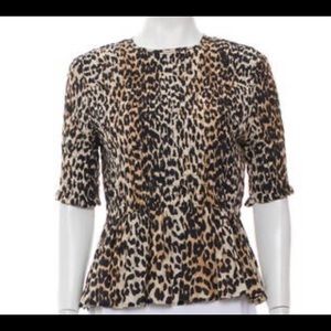 GANNI crew neck animal print blouse